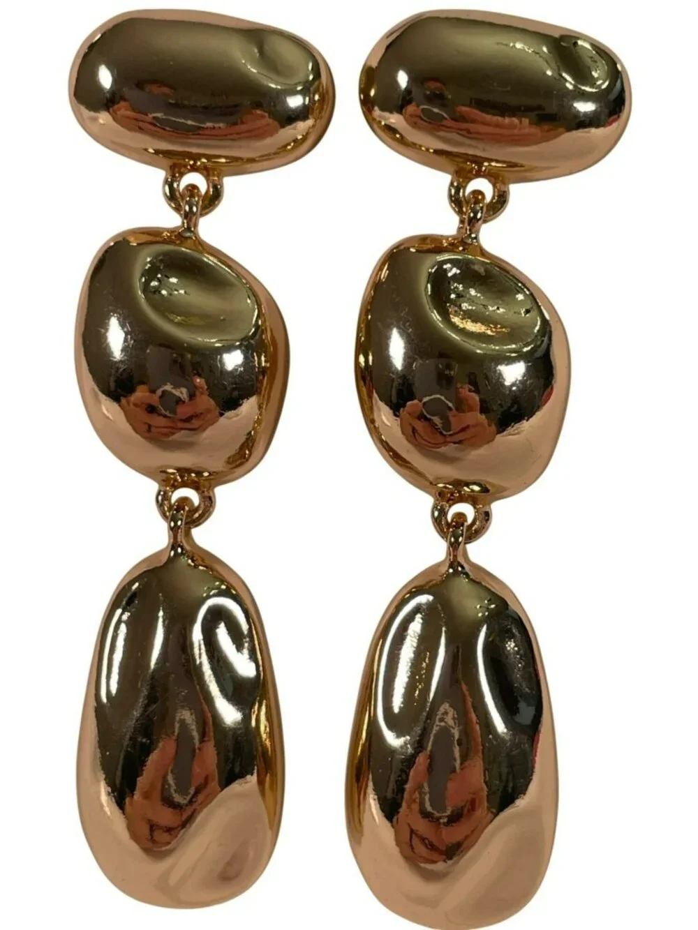 Express Gold-Tone Abstract Oversized Elegant Bubble Drop Stud Earrings BRAND NEW